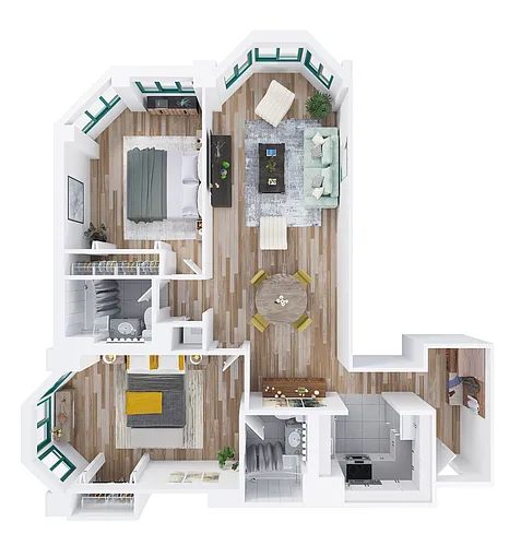 Floor plan RIVERSIDE - 2 Bedrooms Two Bathroom