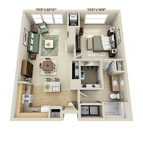Floor plan One Bedroom A1I