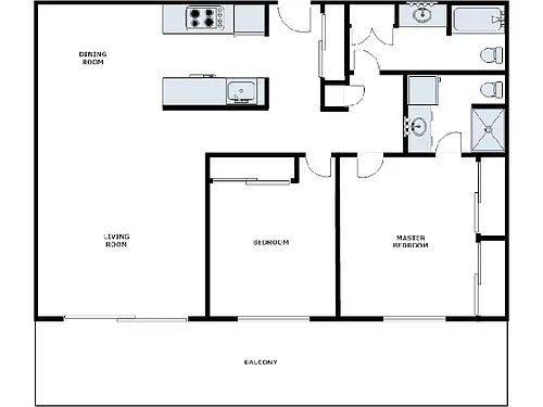 Floor plan 2 Bed / 2 Bath: Type T