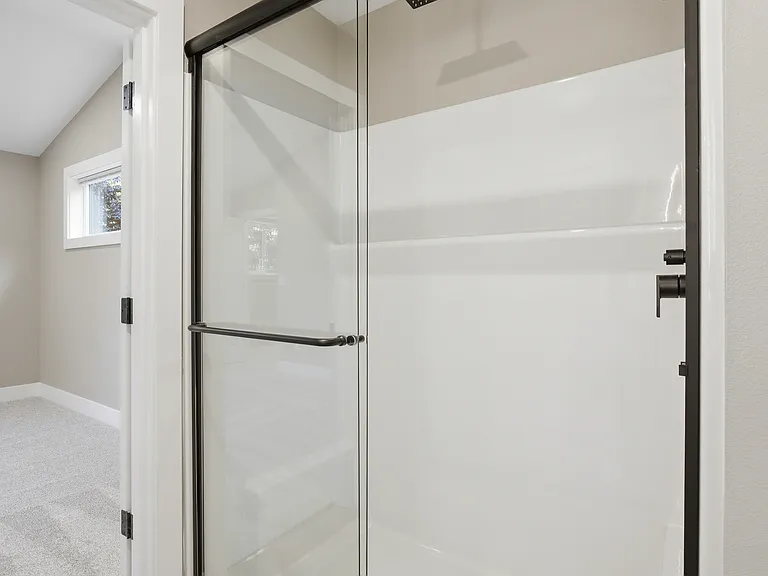 Rain head shower with diverter.