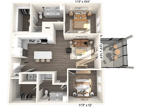 Floor plan B1-1175sf-108-109