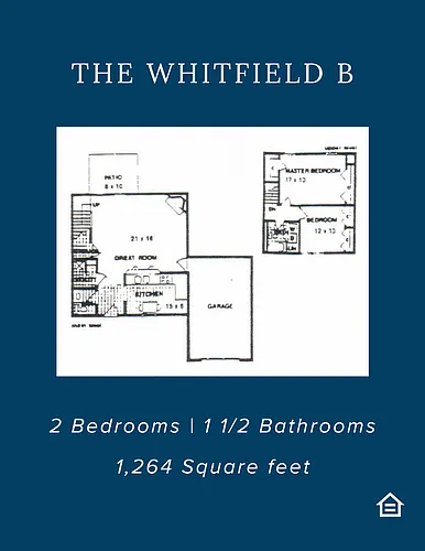 Floor plan 2 Bedroom 1.5 Bathroom