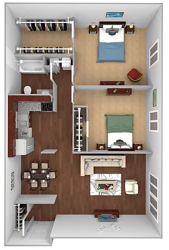 Floor plan 2 Bed / 1 Bath