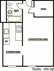 Floor plan Studio - 50% AMI
