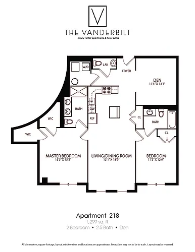 Floor plan 2 Bed - 2.5 Bath - Den