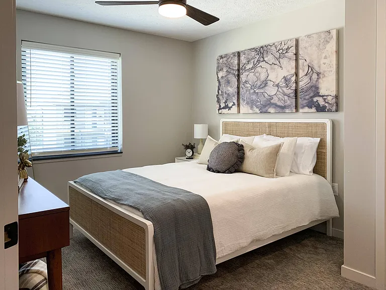 Bright and inviting bedrooms offer a serene retreat with thoughtful design touches.