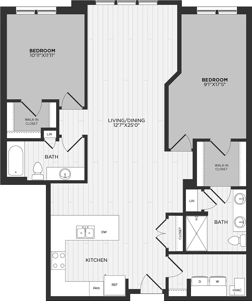 Floor plan 2 Bed/2 Bath-D11