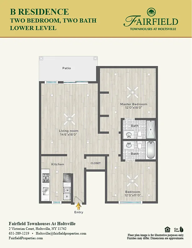 Floor plan B - 2 Bedroom 2 Bath Lower Fairfield