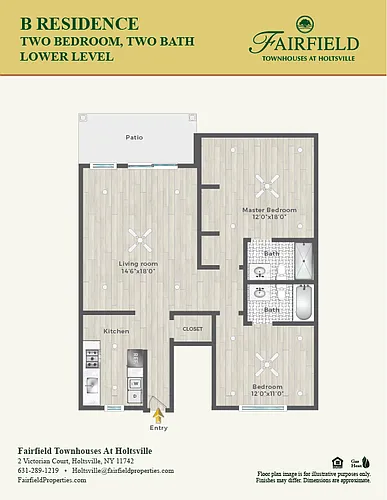 Floor plan B - 2 Bedroom 2 Bath Lower Fairfield