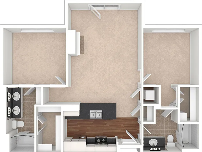 2 BD / 2 BA 1,099 SF