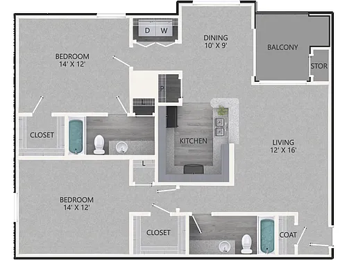 Floor plan 2 BEDROOM
