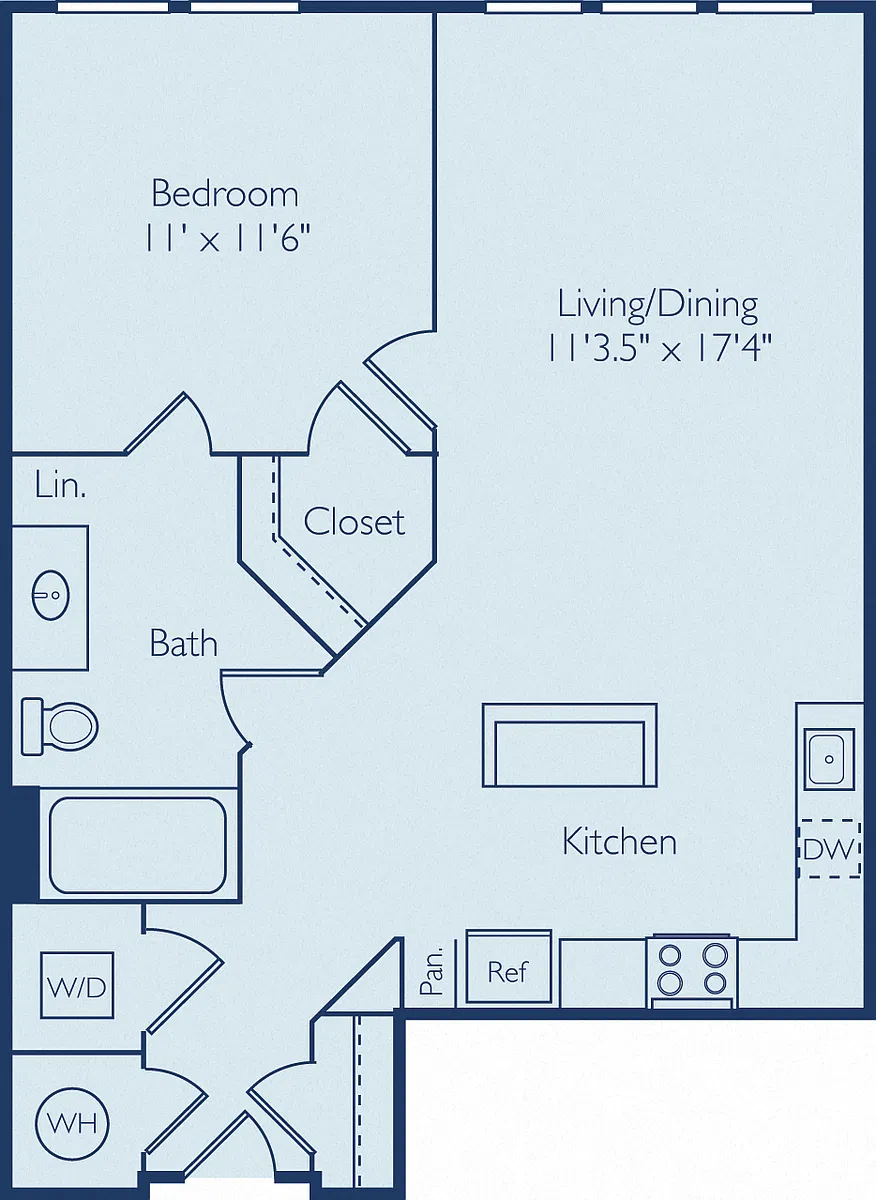 Floor plan 1 Bed 1 Bath A1C