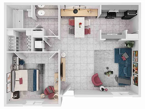 Floor plan 1X1-E