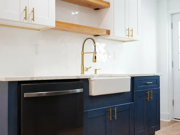 White and Blue European style soft close cabinets