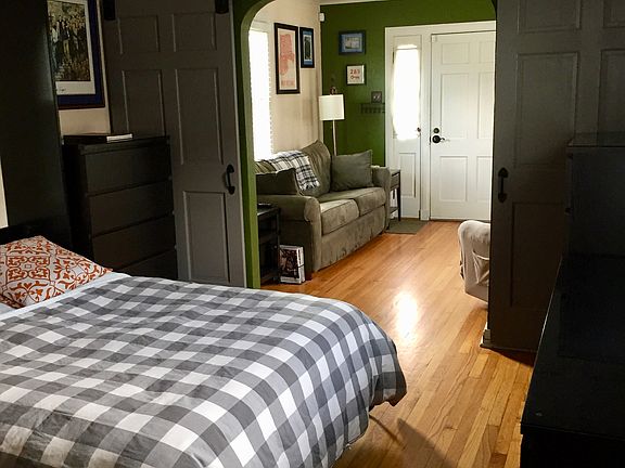 Bedroom, view of living room