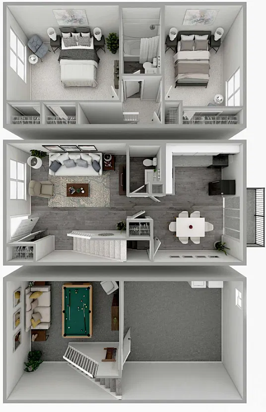 Floor plan 2 Bedroom Townhome