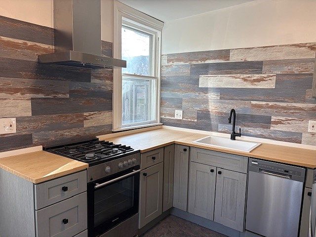 All new Kitchen with range hood and dishwasher