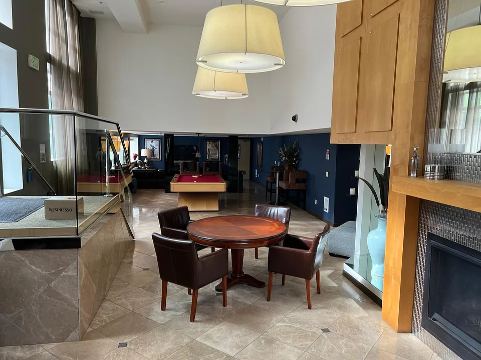 Gas fireplace and poker table
