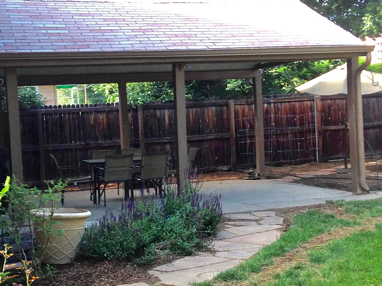 Covered Patio and Egress Window garden area