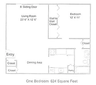 Floor plan 1 Bedroom 1 Bath