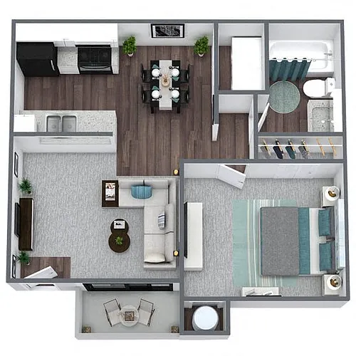 Floor plan A1: 1 Bed 1 Bath