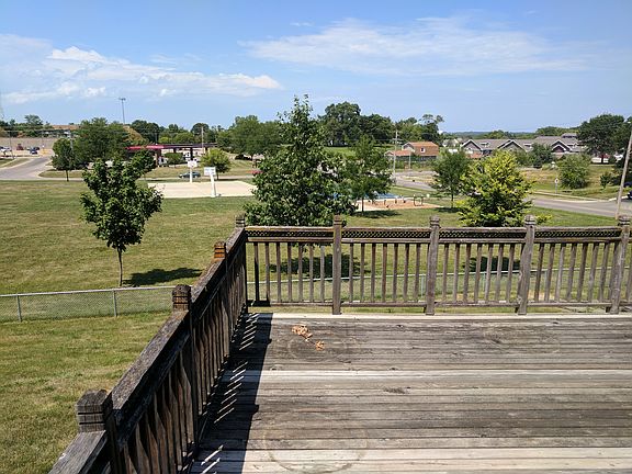 Back deck and city park.