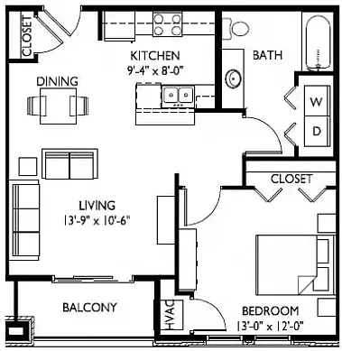 Floor plan One Bedroom D-1