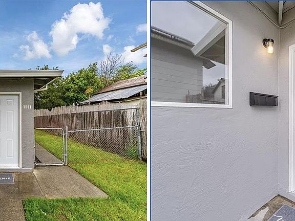 Front door is inside a gate and unit is the back unit. Sorry but grass has died and a work in progress