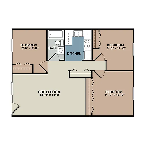 Floor plan Colonial: 3 Bedroom