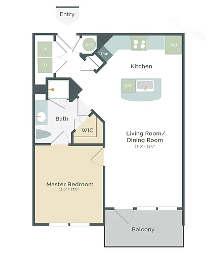 Floor plan A2 1x1 719 sf