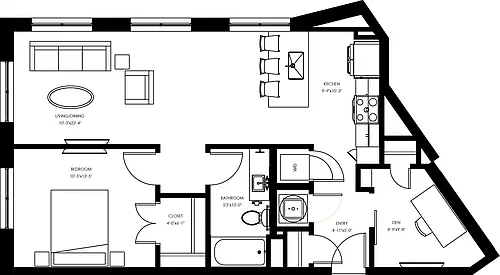 Floor plan A8 - One Bedroom + Den