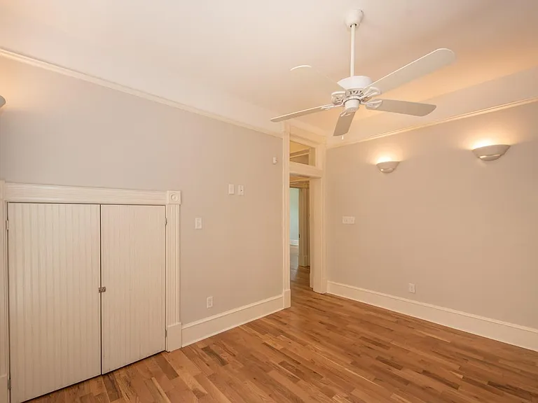 Compact washer dryer in closet.