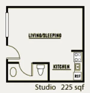Floor plan Studio A - 50% AMI