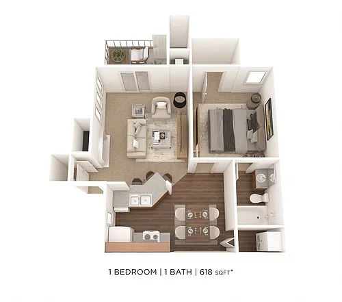 Floor plan One Bedroom-618 sqft