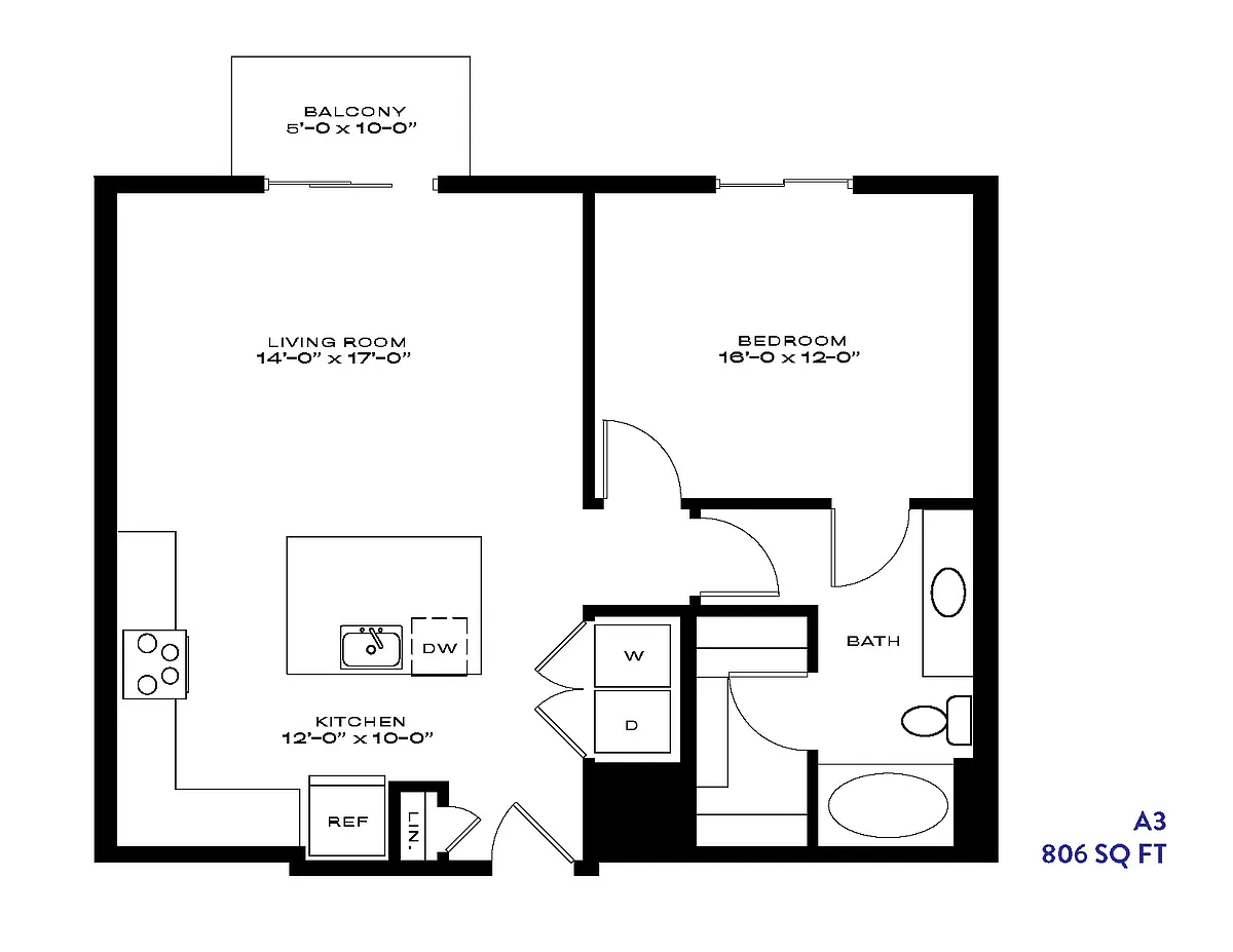 Floor plan 1 Bed/1 Bath