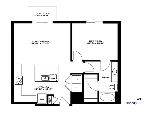 Floor plan 1 Bed/1 Bath