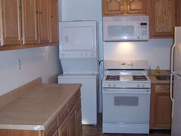 remodeled kitchen with new W/D, microwave, and range