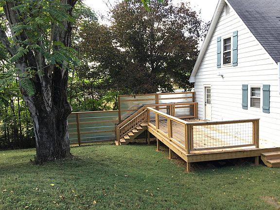 Privacy fence between deck and street.