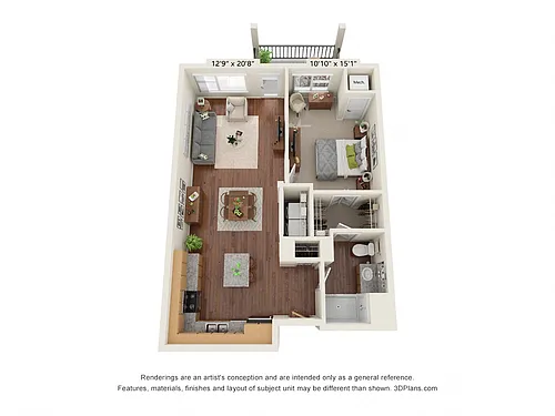 Floor plan One Bedroom - 70%