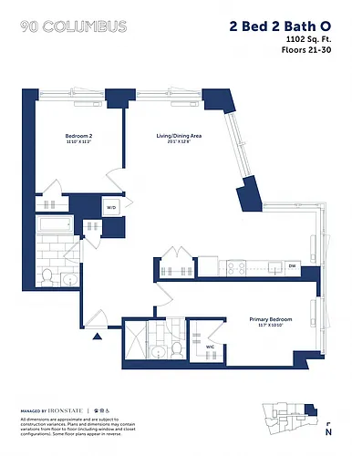 Floor plan 2 Bed 2 Bath O