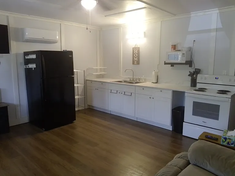 The fully stocked kitchen has everything you need.