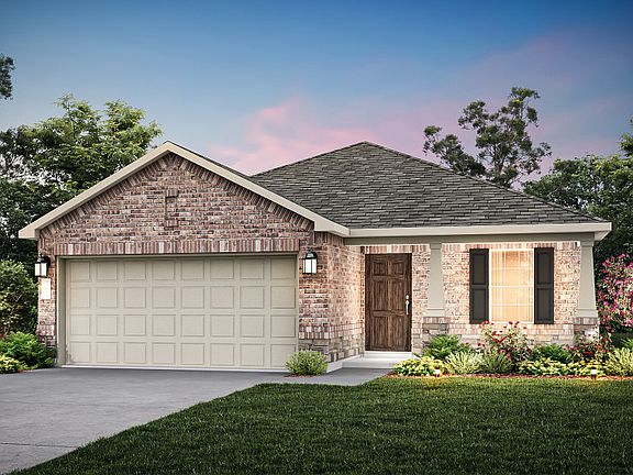 The Hewitt, a one-story home with 2-car garage, shown with Home Exterior R