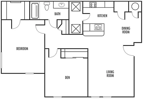 Floor plan One Bedroom Den