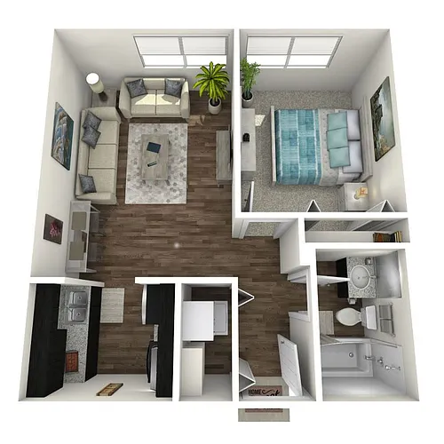Floor plan 1BD, 1BTH