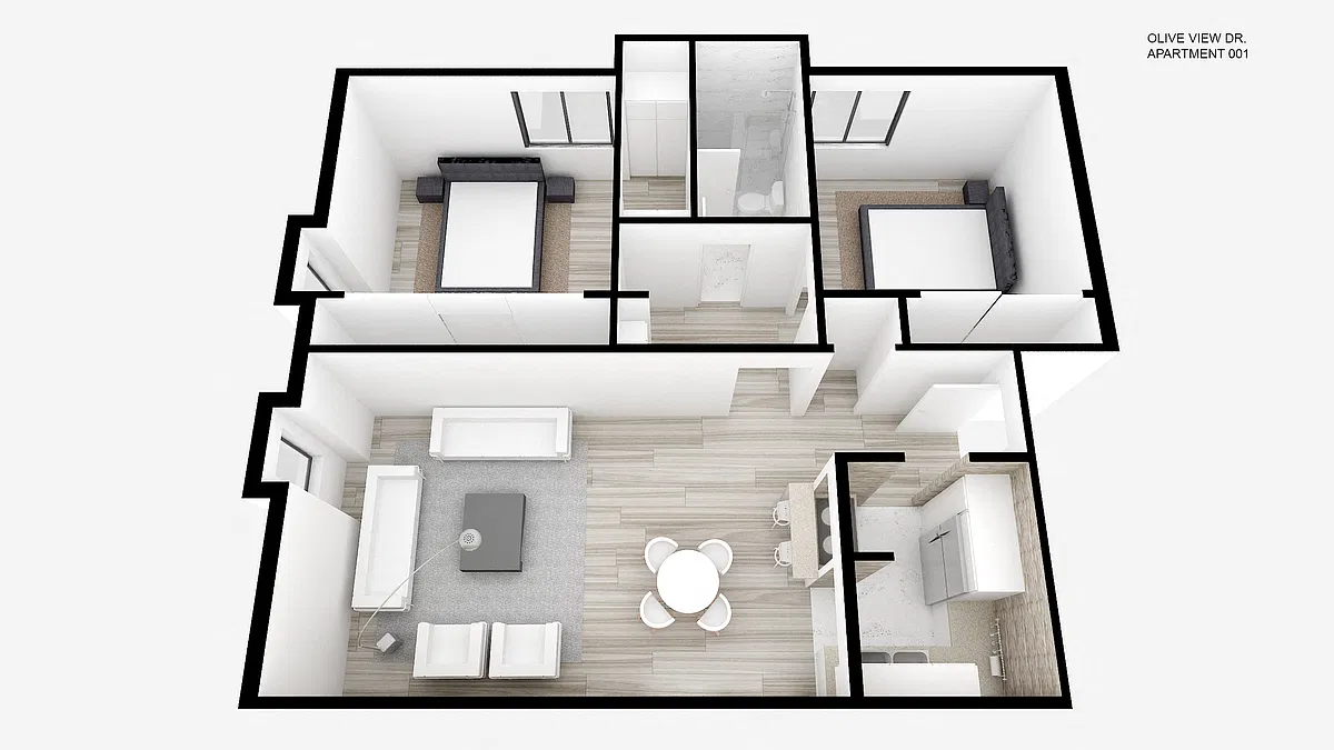 Floor plan Two Bed ~ One Bath