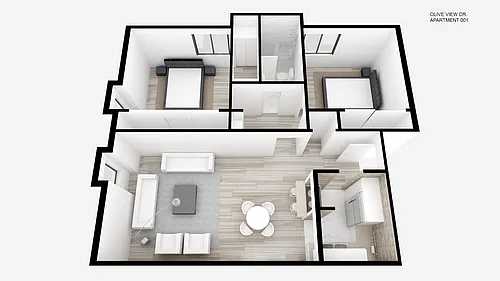 Floor plan Two Bed ~ One Bath