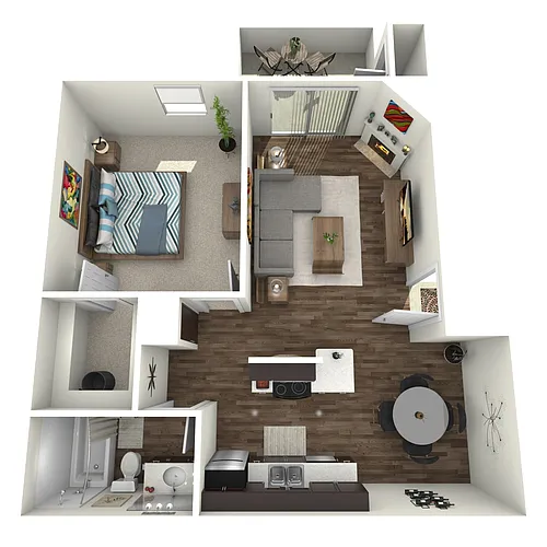 Floor plan Ridgepoint - One Bedroom/One Bath 650 Sq Ft