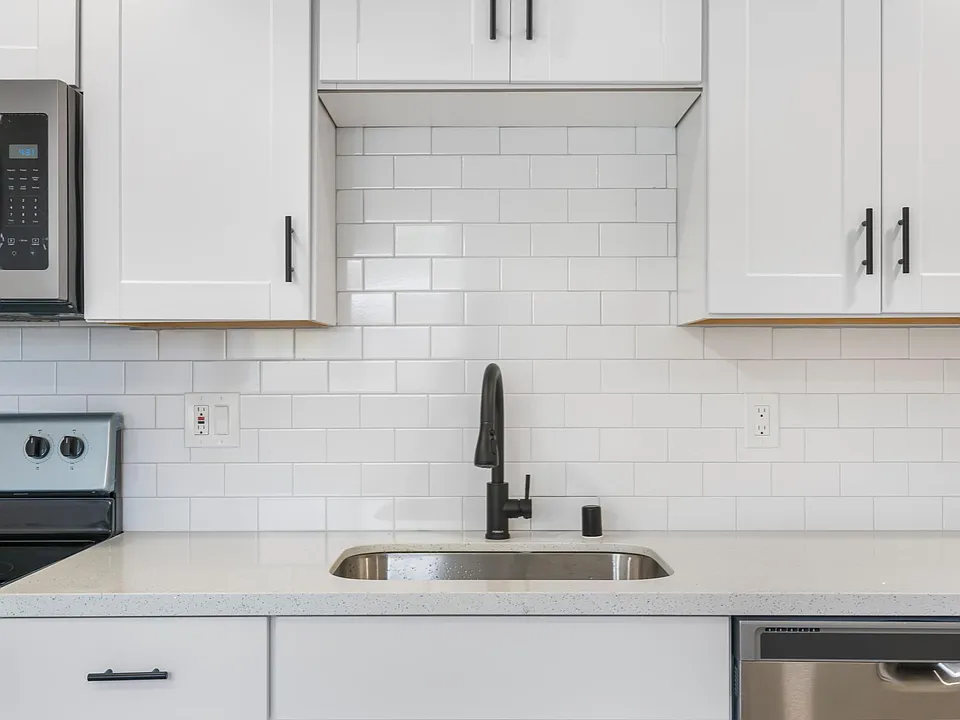 Kitchen faucet with sprayer.