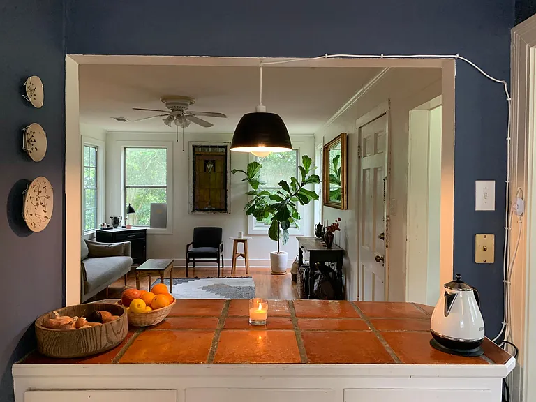 View from kitchen into living room