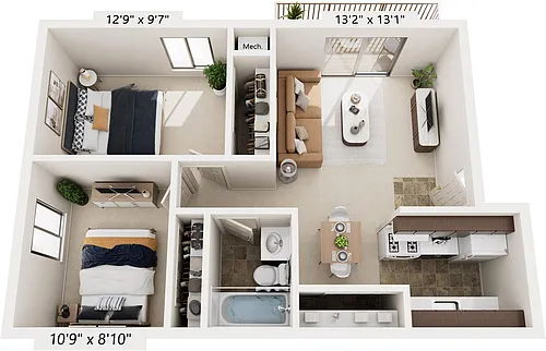 Floor plan Standard Two Bedroom